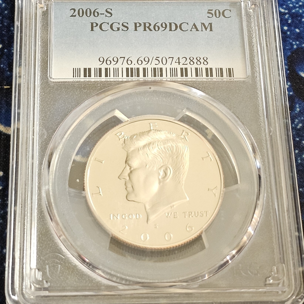 2006-S Proof Kennedy Half Dollar, graded PR69 DCAM by the PCGS